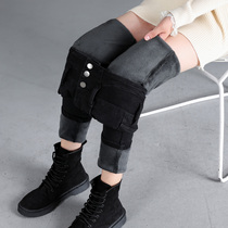 Super high waist plus velvet jeans women 2021 new autumn and winter slim black skinny small leg pencil pants