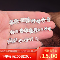 Foot Silver 990 Little Fresh Personality Trend Brief Little Fox Dolphin Flowers Butterfly Knot Pattern All Kinds Of Small Ear Spikes