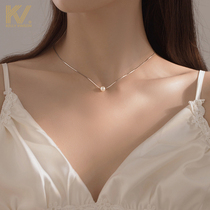  Pearl necklace female 2021 new 925 sterling silver Korean ins light luxury simple niche design sense fine clavicle chain