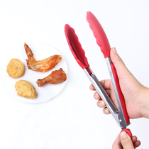 Clip kitchen food clip non-slip high temperature resistant silicone anti-hot fried stainless steel bread food steak barbecue clip