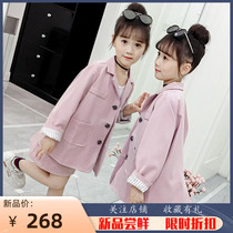 Girl Suits Suit Spring Autumn 2022 New Girl Net Red Korean Version Childrens Pure Color West Suit Two Sets