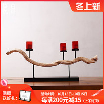 Jing Spring Southeast Asia wooden White Vine creative Candlestick Zen decoration model room decoration designer ornaments