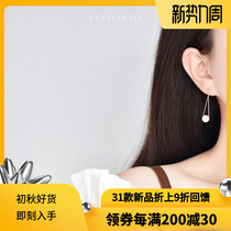  CECILIA designed the same 14K gold temperament wild imitation pearl long ear pierced ear clip drop earrings tide
