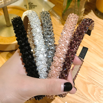  Korean sweet crystal hairpin wide-brimmed hair hoop female simple Japanese and Korean super fairy quality hair pressure thin-edged hair hoop female