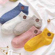 (8 5 pairs) solid color cotton socks children Korean cute short socks deodorant and breathable summer female student socks