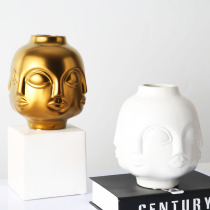 Nordic style creative golden White face Ceramic Vase ornaments simple model room living room decoration crafts