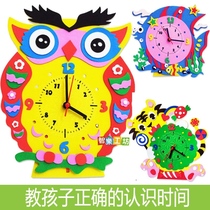 Clock creative cartoon diy handmade alarm clock material package know clock time childrens toys kindergarten