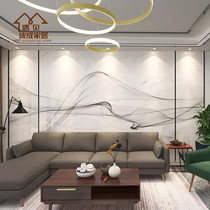 New Chinese integrated background wallboard Bamboo and wood fiber imitation tile Marble ink line decoration TV wall panel