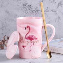 Creative mug Nordic ins with lid spoon simple girl couple water Cup personality trend coffee cup ceramic