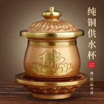 Pure copper water Cup for the Buddha cup in front of the family Buddha to worship the fairy god of wealth to attract money for the Cup of Buddha tribute Cup
