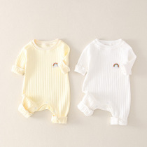 2019 new baby clothes spring and autumn baby gauze cloth hawker crawling suit rainbow autumn dress jumpsuit