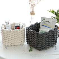 Office desktop storage basket cosmetics box fabric simple woven Japanese basket rattan snack small