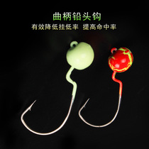 Luya crank lead head hook Texas fishing group soft bait hook 1 pack of 5 barbed blood tank with roll T tail to reduce hanging bottom