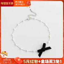 Small group sweet French romantic retro bow pearl necklace female clavicle chain neck jewelry neck strap choker