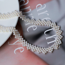 Natural pearl clavicle chain Woven multi-layer starry fancy small pearl necklace to cover surgical scars necklace