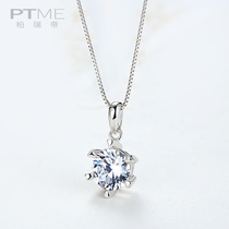 Sterling Silver Necklace Female choker Synthetic Single Diamond Pendant Simple Jewelry Accessories Tanabata Valentines Day Gift for Girlfriend