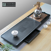 Touch Miss natural whole piece of Wujin Stone tea tray dry bubble kung fu tea set tea table household water storage small drawer