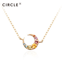 CIRCLE jewelry 9K gold natural color treasure necklace Heart Moon series moon pendant Color inlaid garnet pendant