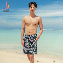 Sanqi beach pants mens swimsuit printing can go into the water sports boxer five-point pants seaside vacation swimming shorts