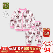 Rabbis official flagship girl autumn suit new trendy girl baby sports suit foreign style leisure suit