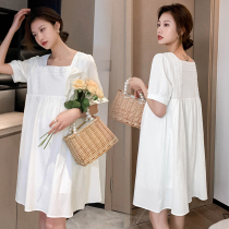 Pregnant Women summer dress 2021 long cotton lace foreign style Net Red fashion tide summer skirt hot mom