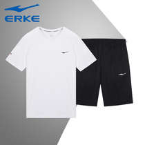 Hongxing Erke sports suit mens two-piece set 2021 new summer breathable short-sleeved half-sleeve sports shorts mens clothing