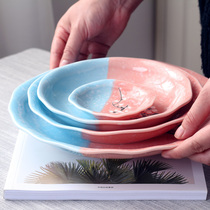 Ceramic plate dish plate Household creative Japanese soup deep plate Square plate dish plate Dumpling plate Bone China tableware single