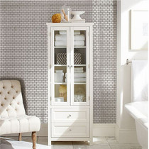 Bathroom American pastoral bathroom cabinet side cabinet Solid wood floor-to-ceiling storage cabinet Living room multi-function cabinet bookcase