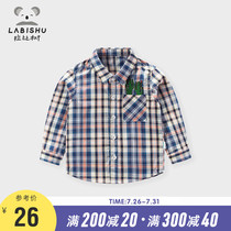 Price 65 (clearance)Rabi tree long-sleeved shirt Boys plaid cotton shirt top male baby shirt