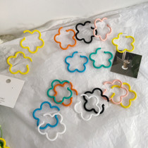 Korean ins cartoon style silhouette candy color flower earrings exaggerated niche simple earring shape ear ornaments