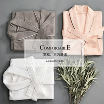 Hotel bathrobes Five-star mens and womens yukata pure cotton nightgown long couple cotton absorbent gem lattice bath towel