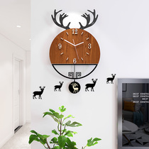 Household clocks clocks wall clocks living room fashion simple atmosphere personality art Nordic deer head creative net red clock