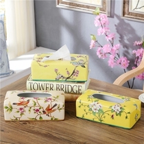 Retro American pastoral storage ceramic napkin box high-end creative living room paper pumping box toilet dining table pumping box