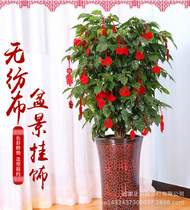 New Year flocking small lanterns hanging decorations Bonsai decoration indoor scene arrangement New Years Day New Years creative Mini small pendant