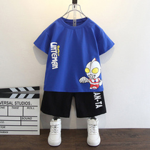 Ottman Clothes Children Suit Summer Style Short Sleeve Cartoon Pure Cotton T-Shirt Boy Summer Net Red Sports Summer Load