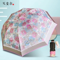 Paradise umbrella Sun umbrella Double anti-UV portable folding umbrella Vinyl lace edge sunscreen parasol s