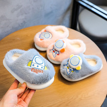 Astronaut Boys Cotton Slippers Winter Childrens Cartoon Hair Slippers Home Shoes Medium Children Girls Thickened Baby Non-slip Slippers