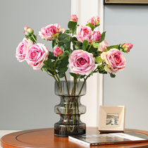 Hand moisturizing oil picture scroll power rose simulation flower silk flower fake flower living room decoration vase set flower 4 branches