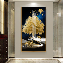 Entrance Gate Painting Vertical Money Tree Elk Hallway End Hanging Painting Fengshui Light Luxury Decorative Painting