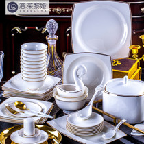 LO GULEYA dish bone porcelain tableware suit home minimalist gold side Jingdezhen ceramic bowls upscale