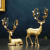 Modern light luxury pure copper deer swing piece Living room Home Accessories TV Cabinet Xuanguan Decoration Handicraft Gift-giving Gifts