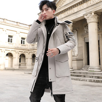 2020 new winter mens cotton clothes in long style cotton clothes mens handsome and padded jacket with thickened jacket big fur collar boomer