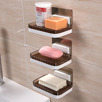 Shuangqing bathroom wall-mounted soap holder-free suction cup soap rack multi-layer soap box can drain soap rack