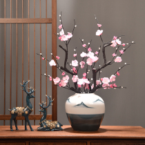 Jingdezhen ceramic vase New Chinese style study living room simulation dry flower arrangement white suit home decoration ornaments