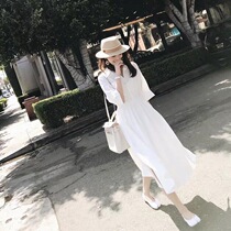 Spring and summer white dress with dress for waist display slim temperament Long style design Sensation Small Crowdshirt Skirt Womens Sleeve Head A