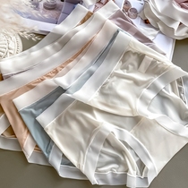 Ice wire trace underwear female summer thin antibacterial pure cotton file simple mid-waist shorts mesh breathable triangle