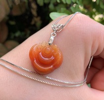 Yang Yujia Yunnan natural yellow dragon Jade chicken blood red wish 925 silver clavicle pendant certificate new popularity