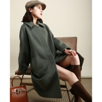 NZ retro gold buckle Hepburn wind loose profile long alpaca wool coat women high-end wool jacket winter