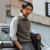 SOARIN Inron retro sweaters sweater vest men knit waistcoat headsweater round collar coarse sweater