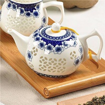 New product (daily special)Single pot cover bowl Ceramic Kung Fu tea set Exquisite tea set Crystal hollow tea set